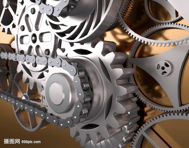 3D机械齿轮场景 精密咬合的工业美学